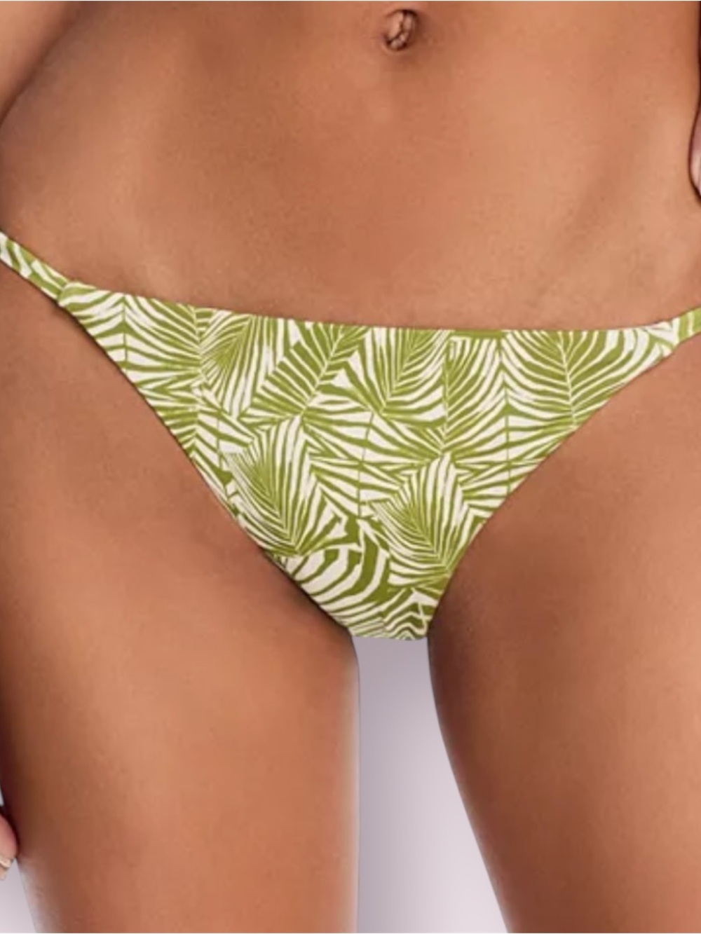 Aqua Green Leaf Print Bikini Bottom - Women's Swim